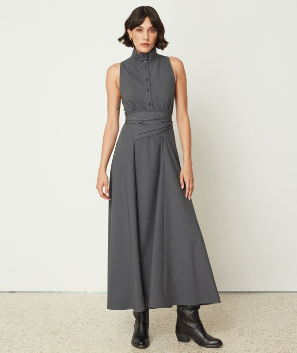 Wrap Tye Dress (Grey)